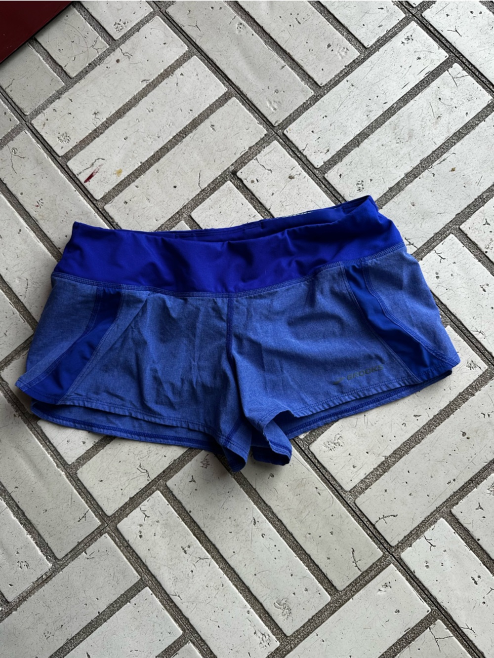 Brooks Blue and Neon Green Running Shorts